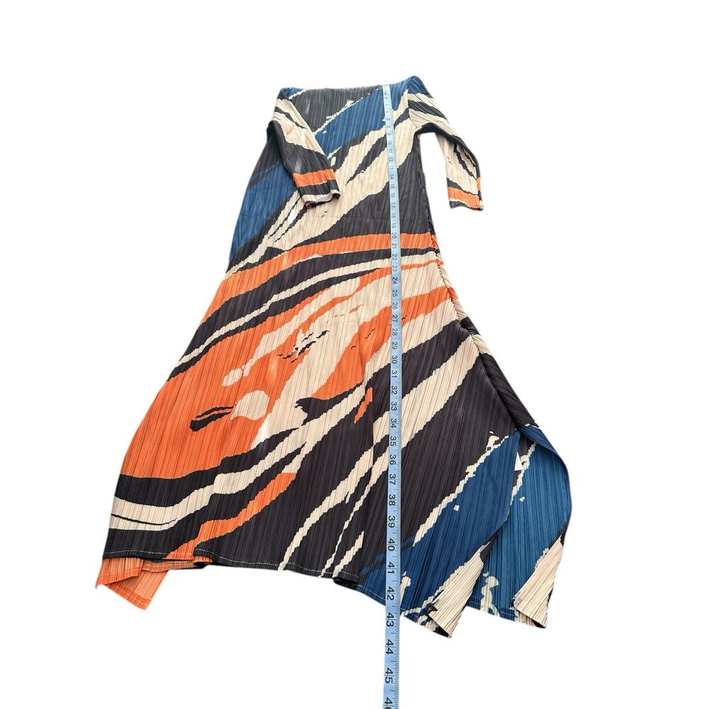 New with Tags Kelly Obi New York Orange Blue‎ Accordion Stretch Party Midi Dress - Picture 9 of 9